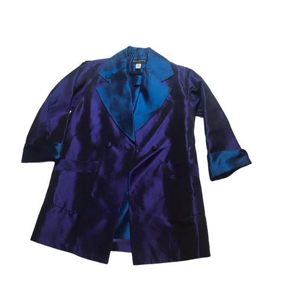 Metallic Blue Purple Formal Coat Women's 4 Evening Evan Picone Prom Party - Picture 4 of 8